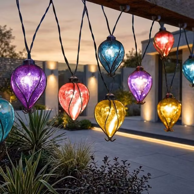 Garden Greatness Rainbow Balloon Solar LED String Lights in Multicolour with Warm White Light