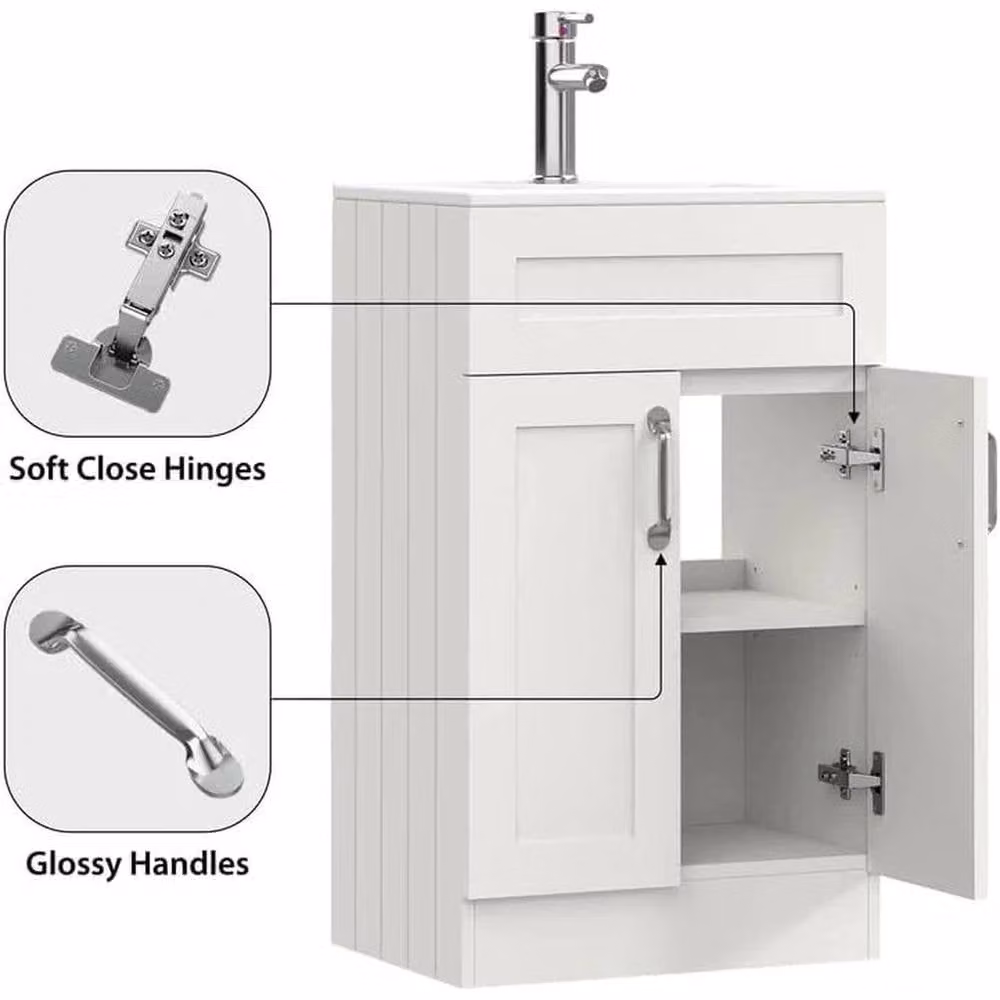 FORGEVIO White Floor Standing Modern Bathroom Vanity Unit with Ceramic Basin – 2