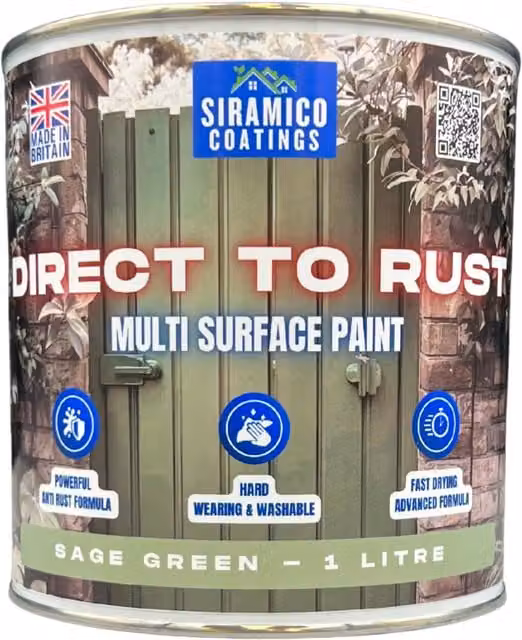 Siramico Coatings Direct To Rust Satin Paint in Sage Green (RAL 6021) – 1