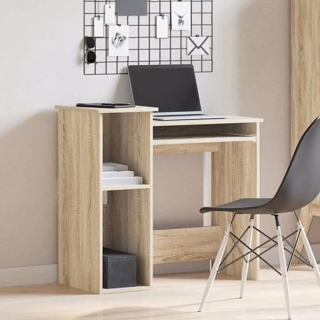 Berkfield Home Modern Computer Desk with Shelves in Sonoma Oak Brown, W/D/H: 84 x 40 x 78 cm – 3