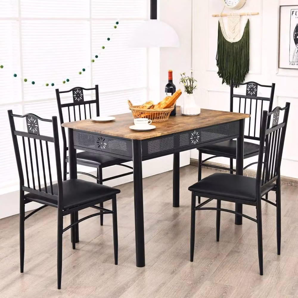 Costway 5-Piece Modern Dining Table and Chair Set with Padded Seats in Black – 5