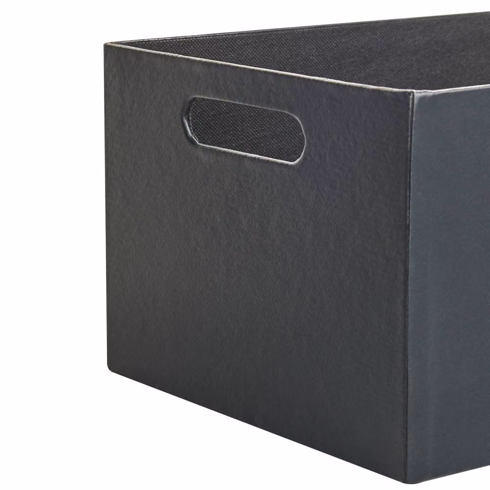 Wyld and Coco Set of 3 Grey Faux Leather Storage Baskets with Handles – 5