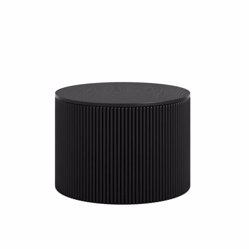 Wyld Haus Trecool Black Oak Veneer Reeded Round Coffee Table, Diameter: 65.0 cm, Height: 46.5 cm – 2