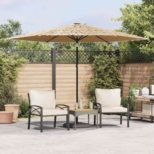 vidaXL Garden Parasol with LEDs, Steel Pole and Polyester Canopy, Brown, W: 288 cm, D: 288 cm, H: 225 cm – 2