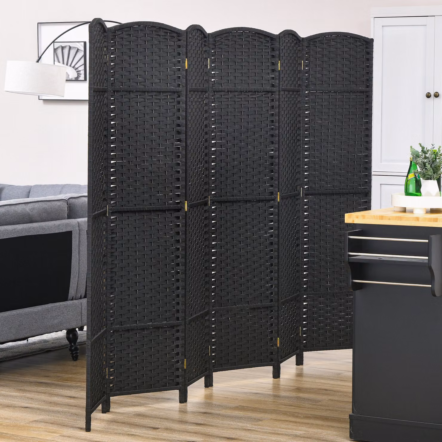HOMCOM 6 Panel Folding Room Divider Privacy Screen in Black, H 170 cm x W 240 cm – 8