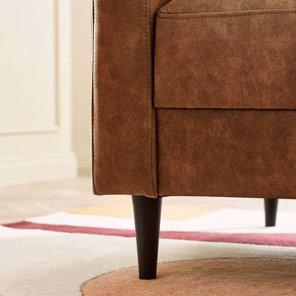 FurnitureboxUK Jade 2 Seater Sofa in Brown Faux Leather with Solid Wood Frame – 3