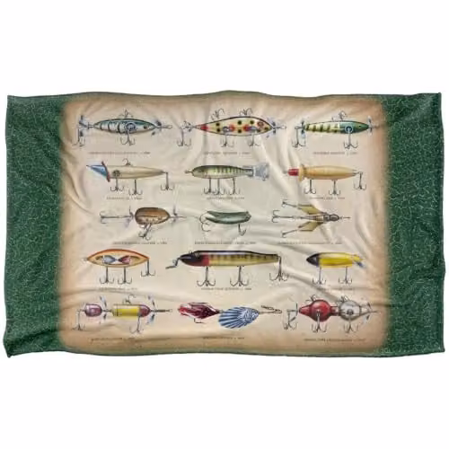JQ Licensing Antique Flyfishing Lure Panel Super Soft Fleece Throw Blanket, Multicolour, W: 91 cm, D: 147 cm – 1