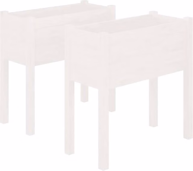 Berkfield Home Garden Planters, 2 Piece White Solid Pinewood Ornamental Tubs, H 70 x W 31 x D 70 cm – 1