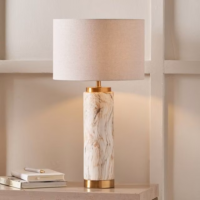 Pacific Lifestyle Modern Ceramic Tall Table Lamp in Brown and Beige