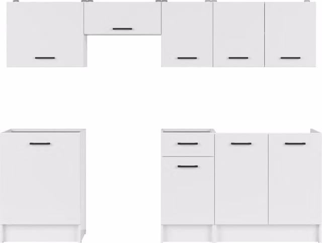 Heze Furniture Sasha 7 Unit Modern Kitchen Cabinet Set in White