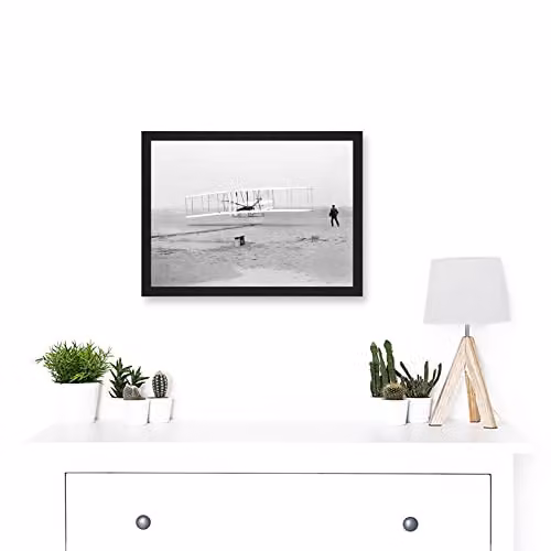 Artery8 Daniels First Flight Wright Brothers 1903 Aviation Photograph Framed Wall Art Print, W: 23.4 cm, H: 32.3 cm – 2
