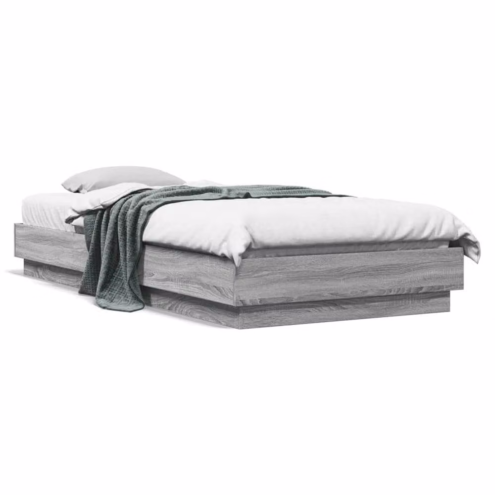 Berkfield Home Durable Engineered Wood Bed Frame in Grey Sonoma, W/D/H: 90 x 203 x 23 cm – 3