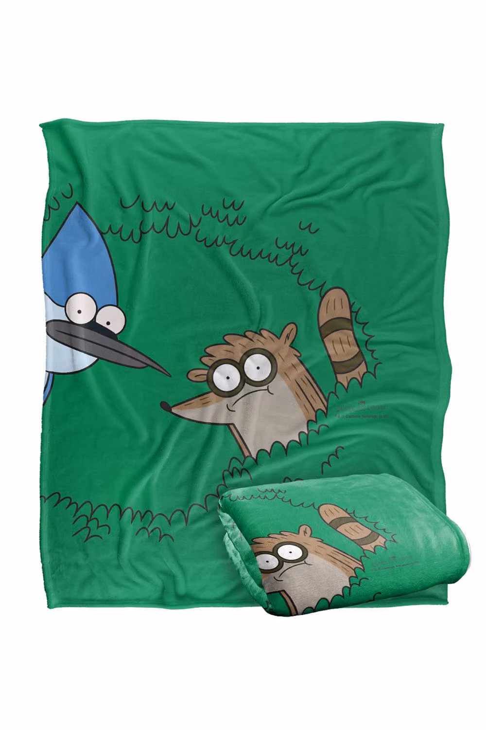 Cartoon Network Regular Show Peeking Through The Bushes Super Soft Silky Touch Fluffy Throw Blanket, Extra Large, Multicolour and Green – 2