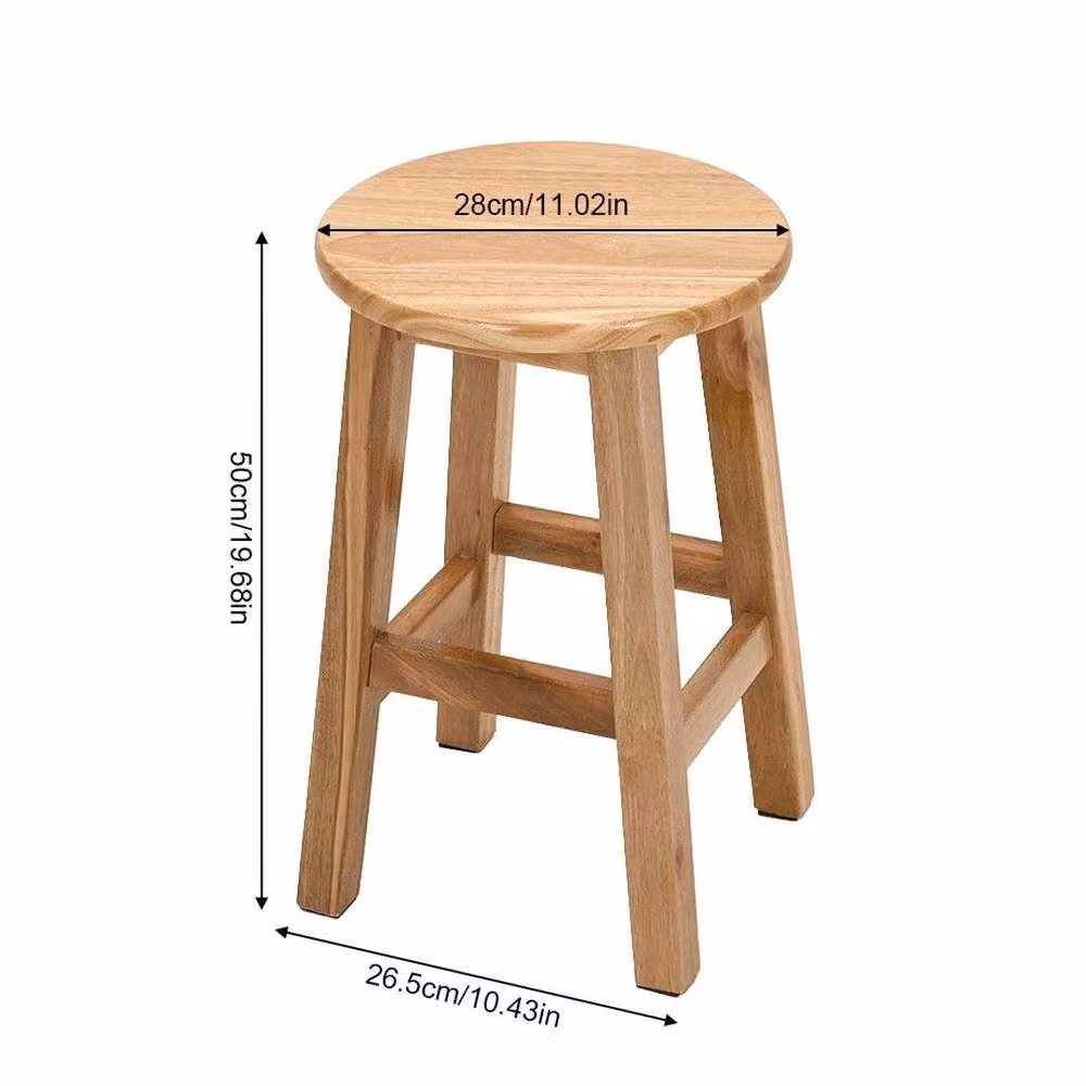 FLAVORA Beige Solid Wood Round Kitchen and Dining Stool – 2