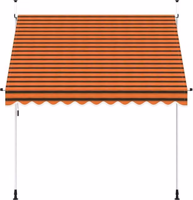 Berkfield Home Manual Retractable Folding Arm Awning in Orange and Brown Striped Polyester with Steel Frame, W/D/H: 250 x 120 x 250 cm – 1