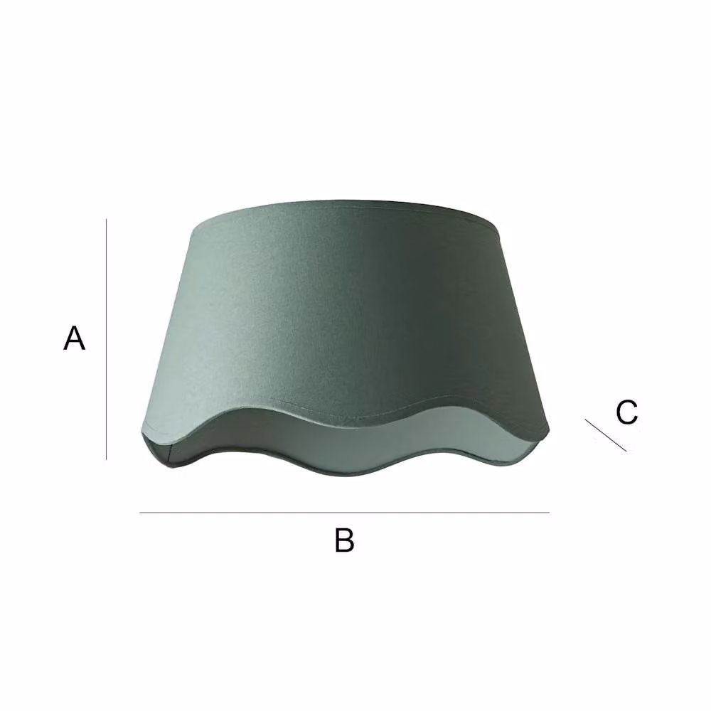 ValueLights Mabel Large Scallop Edge Linen Lamp Shade in Green, Diameter: 30 cm – 4