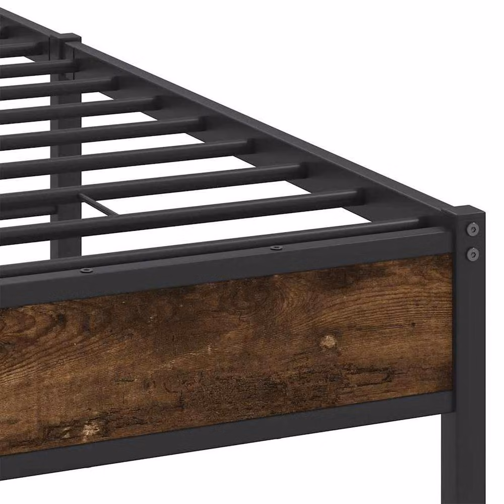 Berkfield Home Decorative Bed Frame in Smoked Oak and Brown with Drawers, W/D/H: 140 x 200 cm – 6