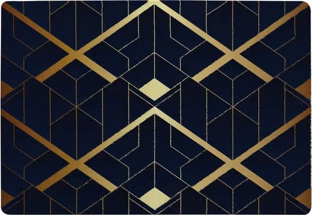 Benjamin Tate Design LTD Art Deco Geometric Gold and Yellow Rectangular Polyacrylic Rug, Width: 150 cm