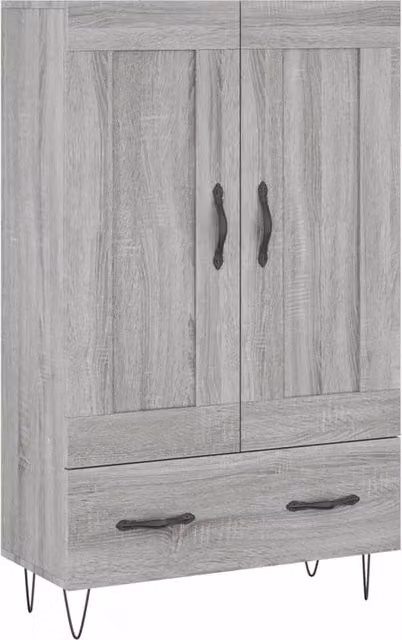 Berkfield Home Grey Sonoma Highboard in MDF, W/D/H: 69.5 x 31 x 115 cm
