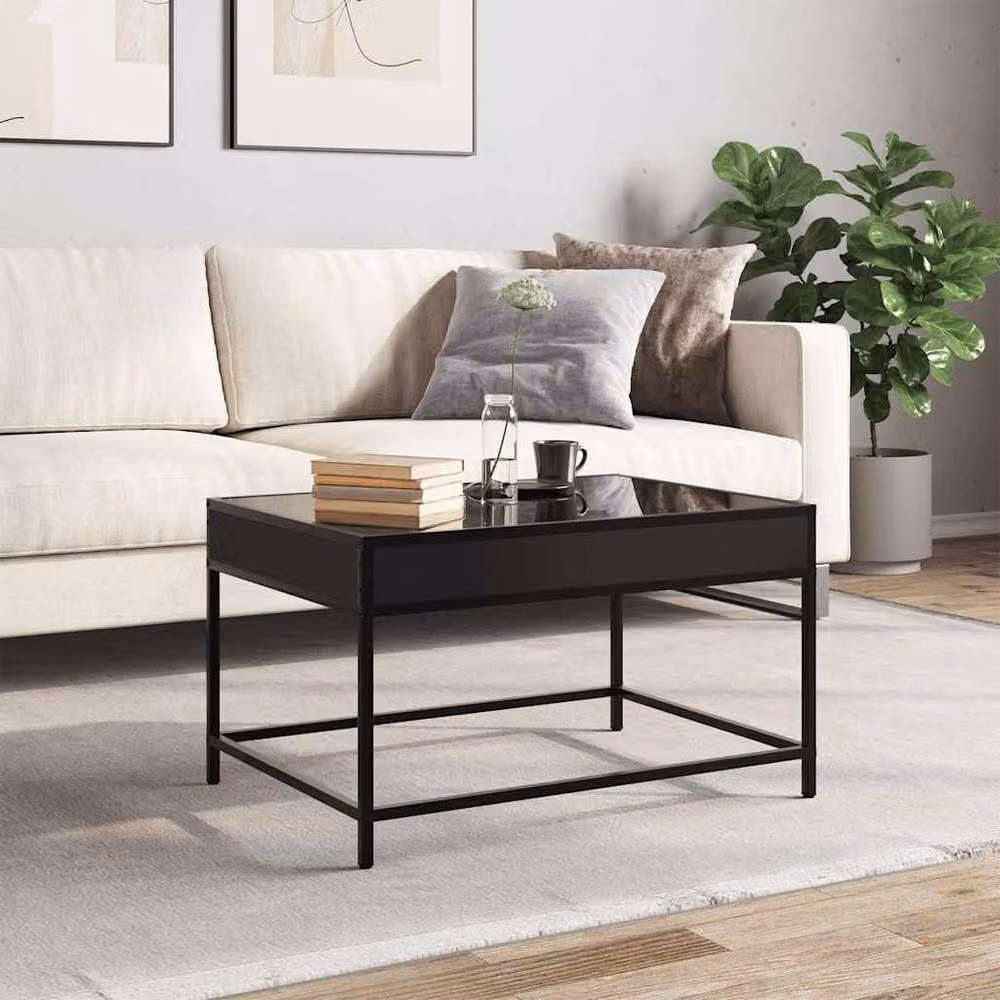 Berkfield Home Infinity LED Decorative Coffee Table in Black, W: 70 cm, D: 50 cm, H: 41 cm – 1