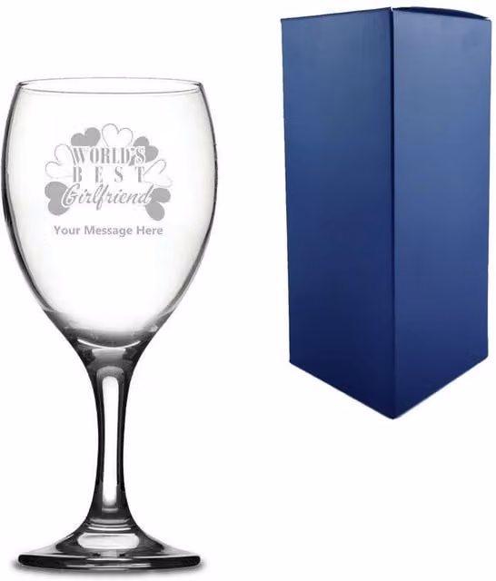 Uniqueful Personalised Worlds Best Girlfriend Wine Glass in Clear