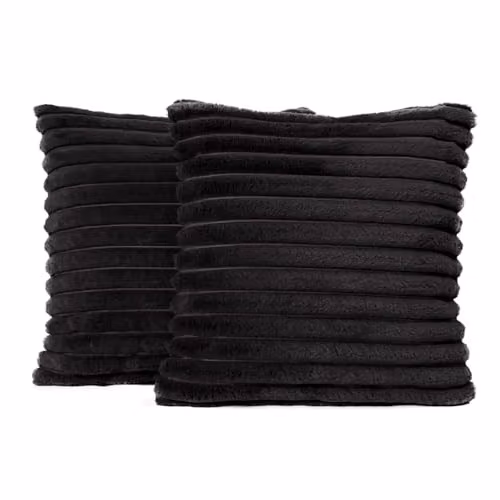 OHS Pack of 2 Faux Fur Ribbed Cushion Covers in Black, 45 x 45 cm – 6