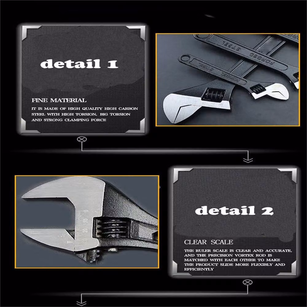 Nordara 18 inch Extra Large Adjustable Wrench, 0-52mm Jaw Spanner in Black Steel – 3