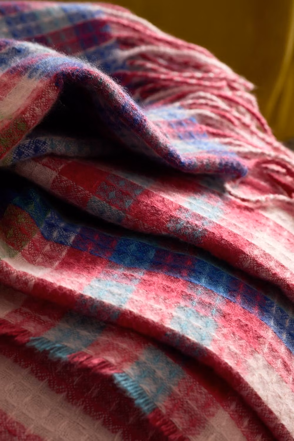 Sophie Robinson Darling Waffle Check Multicolour Waffle Pique Blanket Throw with Fringes – 2