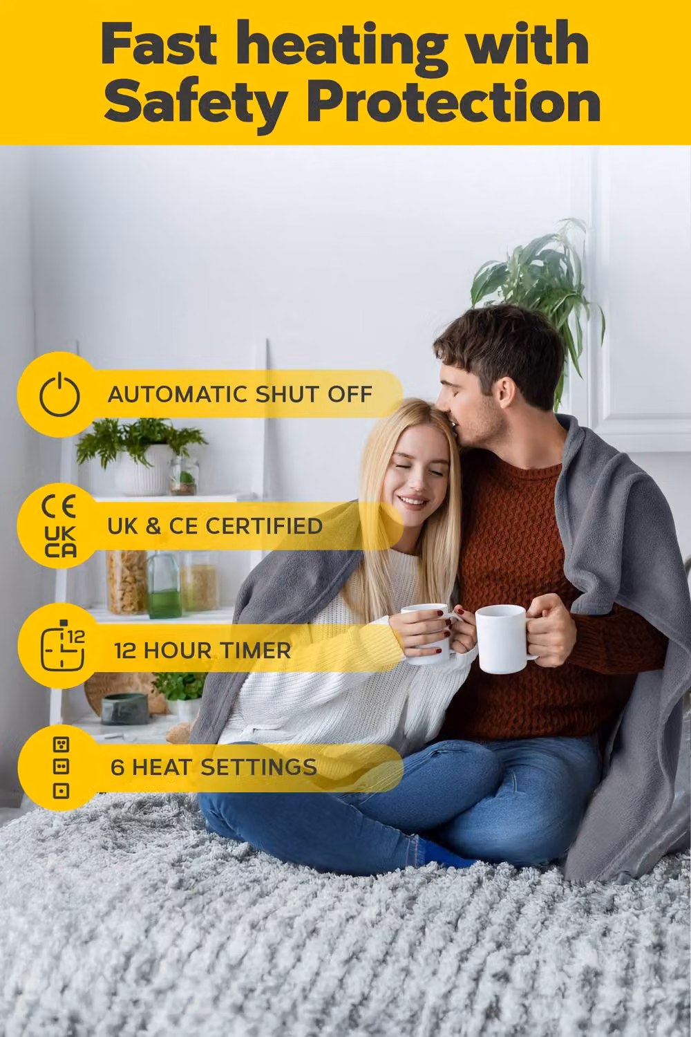 Air Pro Heated Electric Blanket with Digital Controller and Overheating Protection, Grey, W/D/H: 140 x 200 cm – 5