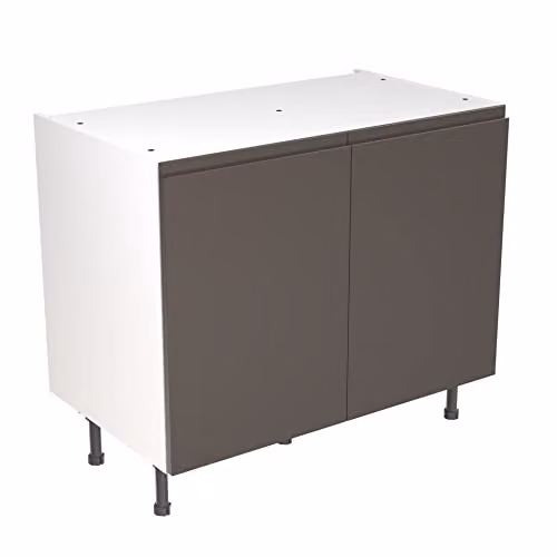 Kitchen Kit Graphite Gloss J-Pull Flatpack Base Cabinet with Soft Close Doors, W/D/H: 100.0 x 57.0 x 87.0 cm – 1