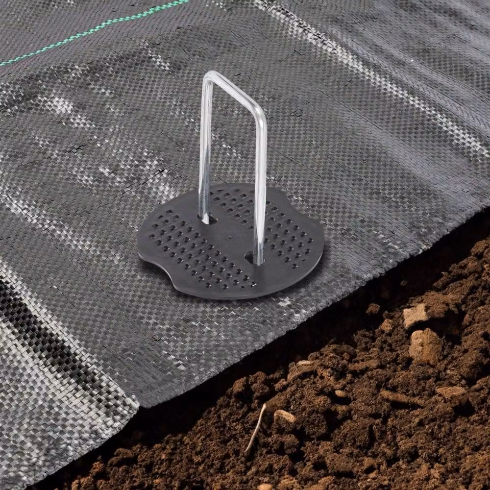 Havendro Heavy Duty Black Plastic Weed Control Membrane Peg Plates, W: 20 cm, H: 7 cm – 3
