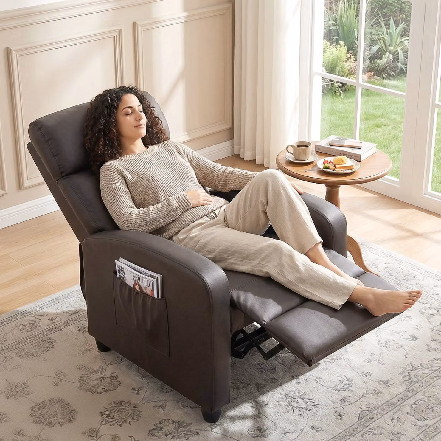HOMCOM Brown PU Leather Massage Recliner Armchair with Footrest and Remote Control – 2