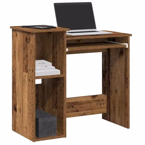 vidaXL Writing Desk with Shelves in Old Wood Brown, W: 84 cm, D: 40 cm, H: 78 cm – 4