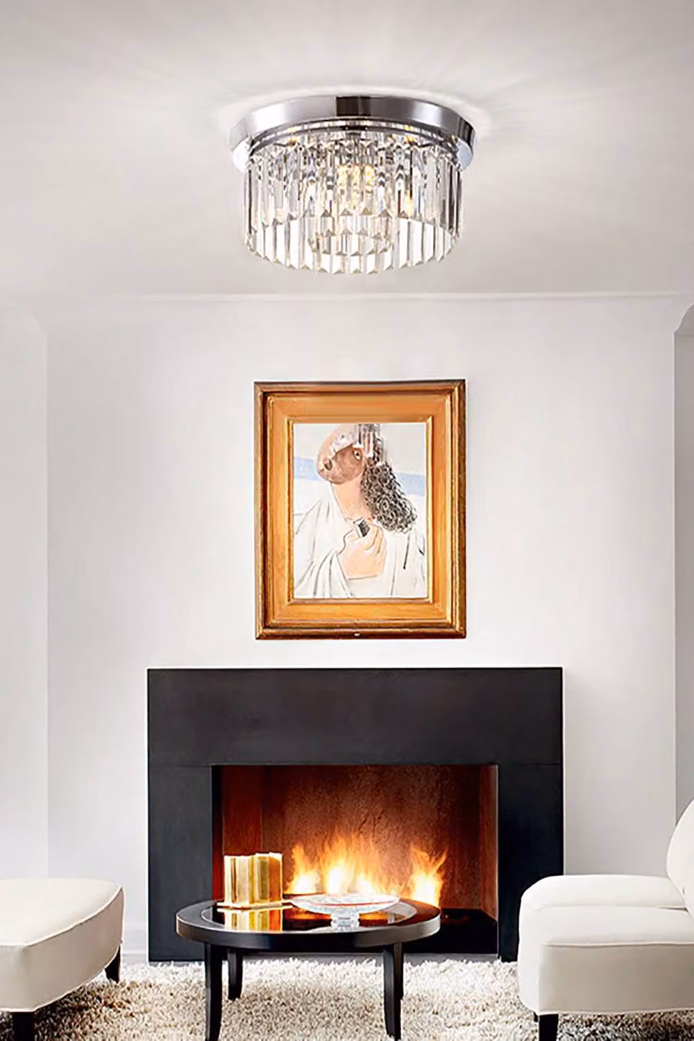 ExtraStar Modern Crystal Ceiling Light Fixture in Chrome and Silver – 2