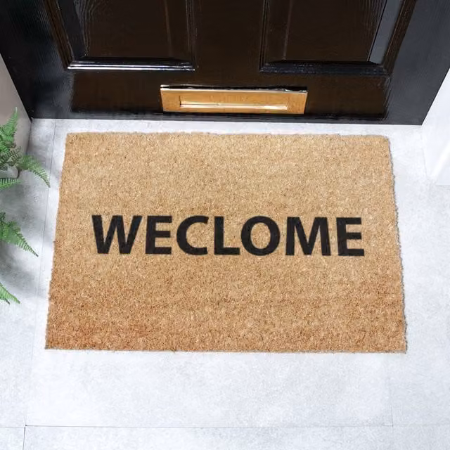 Artsy Mats Welcome Funny Doormat, Brown, Coir and Natural Rubber, Non-Slip and Weatherproof