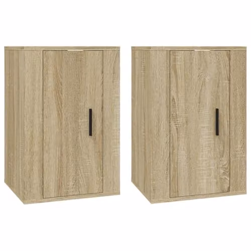vidaXL 2 Piece Modern Wall-mounted TV Cabinet Set in Brown, W/D/H: 60 x 40 x 34.5 cm – 1