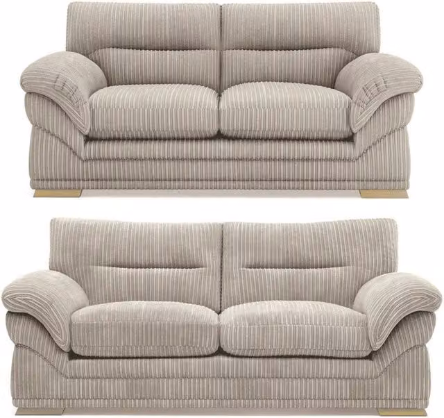 SOFASELECTION UK Amalfi Claude 3+2 Seater Sofa Set in Cream Plush Fabric