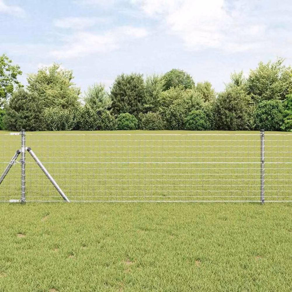 Berkfield Home Modern Euro Fence in Silver Galvanised Steel, 0.6 x 10 m – 2