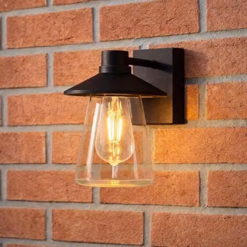 CGC Lighting Chester Black Outdoor Wall Lantern with Transparent Glass Diffuser, E27, IP54