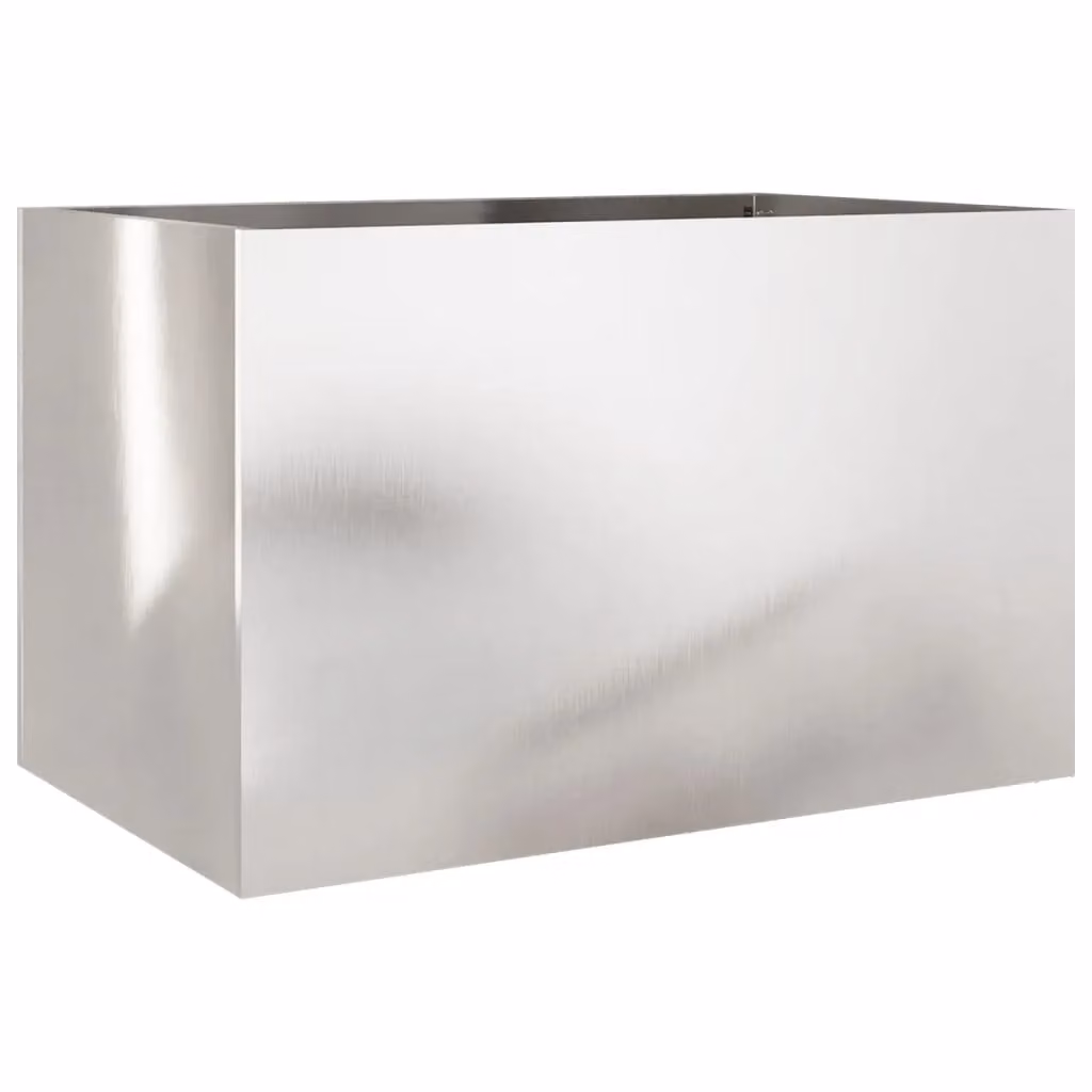 Berkfield Home Silver Stainless Steel Ornamental Garden Planter Tub, W: 62 cm, D: 40 cm, H: 39 cm – 2