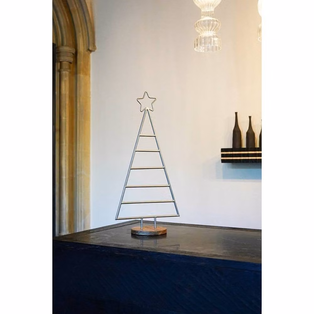 Lemon Pavilion Christmas Tree with Star in Light Grey, Mild Steel and Mango Wood, W: 35 cm, D: 15 cm, H: 71 cm – 2