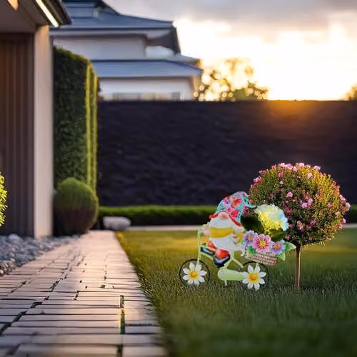 Globo Lighting Solar LED Garden Lamp Multicolour Gnome on Bicycle, Height: 52.5 cm – 5