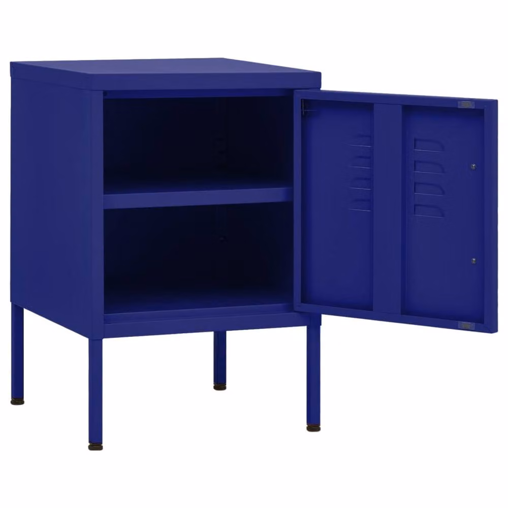 Berkfield Home Set of 2 Navy Blue Metal Nightstands, W/D/H: 35 x 35 x 51 cm – 4