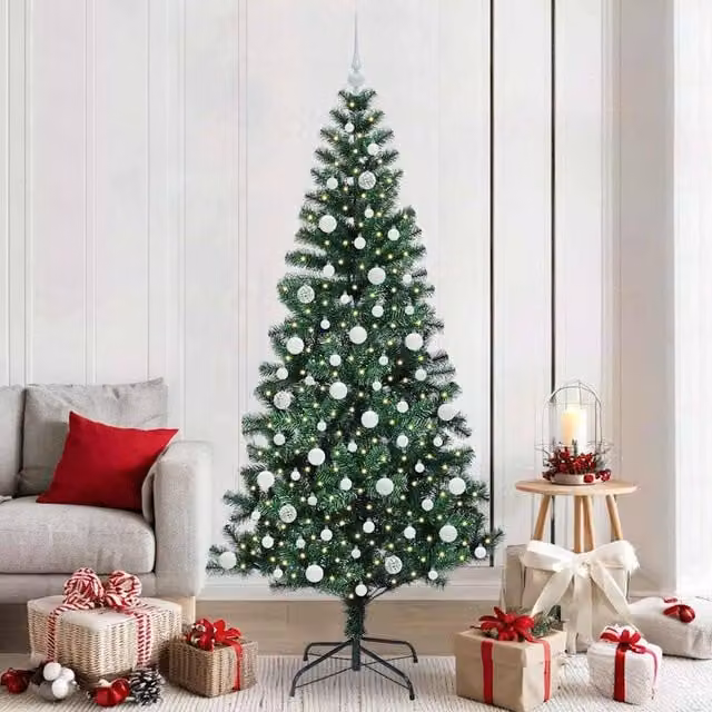 Berkfield Home Artificial Pre-lit Christmas Tree in Green, Height: 210 cm – 1