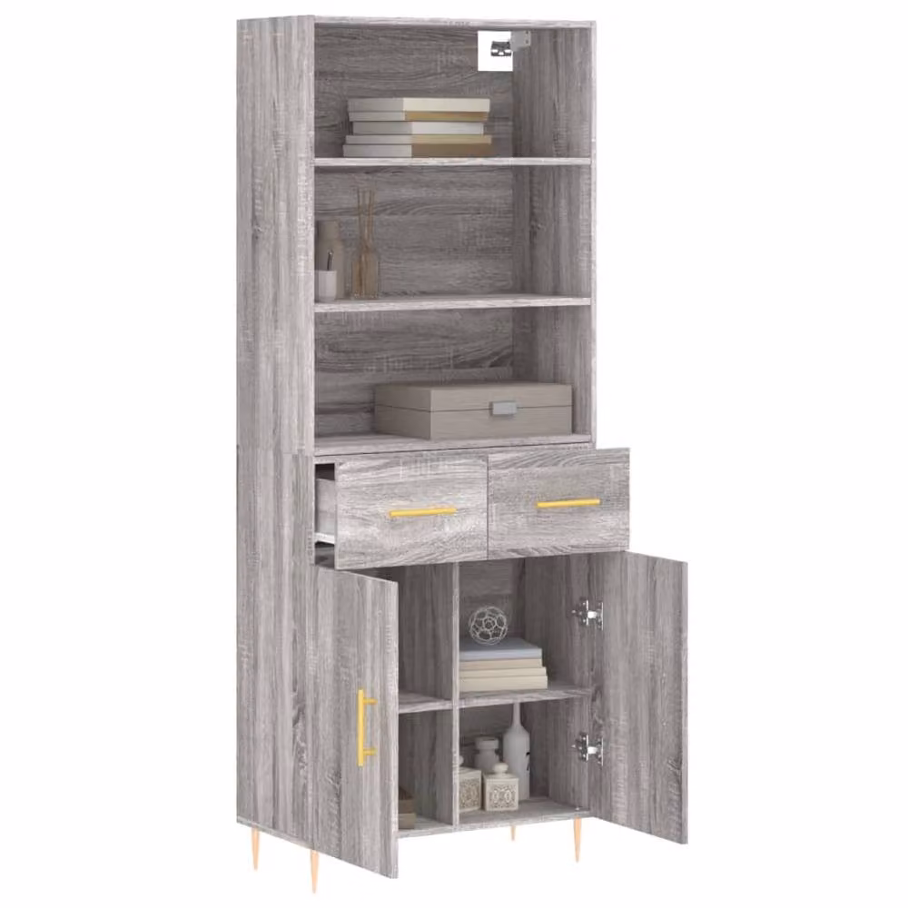 Berkfield Home Grey Sonoma Highboard W/D/H: 69.5 x 34 x 180 cm – 3