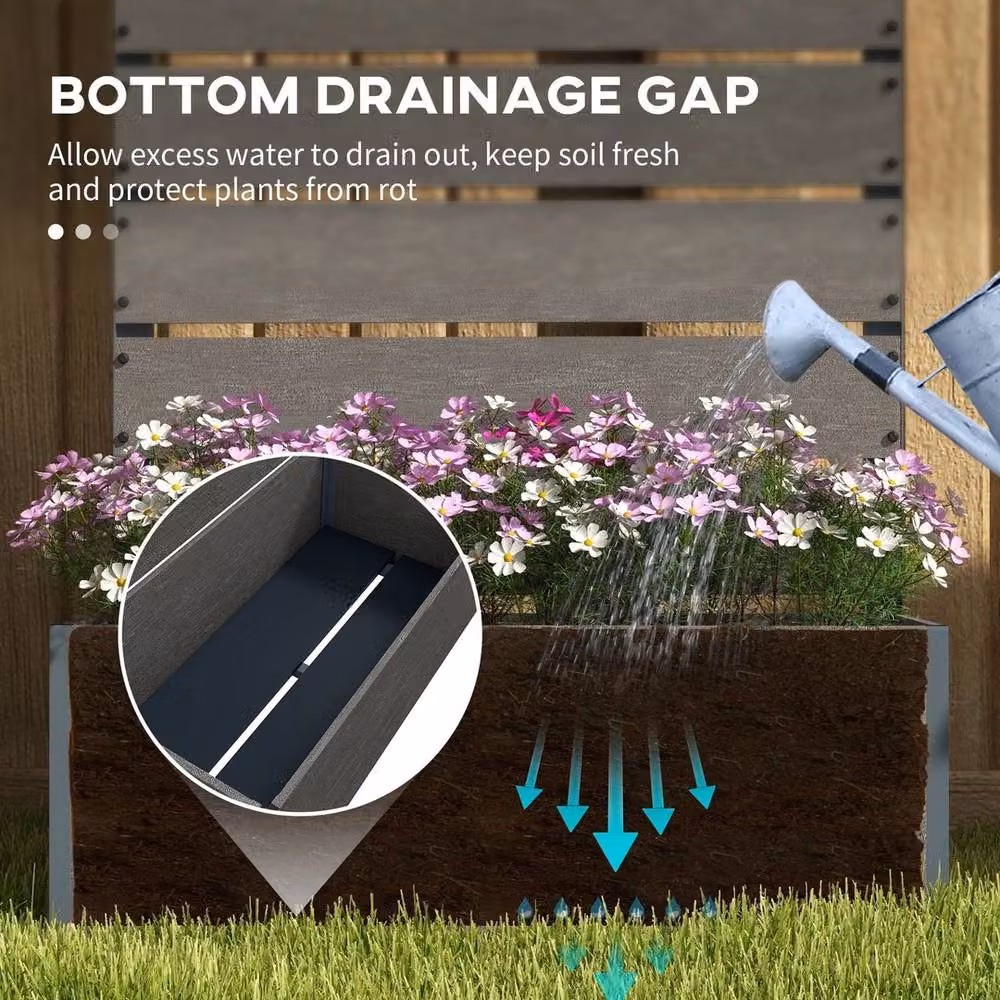 NESTLUNE Raised Garden Bed with Trellis and Drainage in Grey – 3