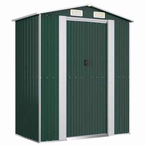 vidaXL Green Galvanised Steel Garden Shed W/D/H: 192 x 108 x 223 cm – 1