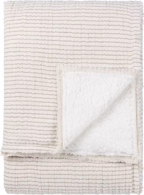 Skye Sherpa Stripe Reversible Double Face Throw in Grey and Beige