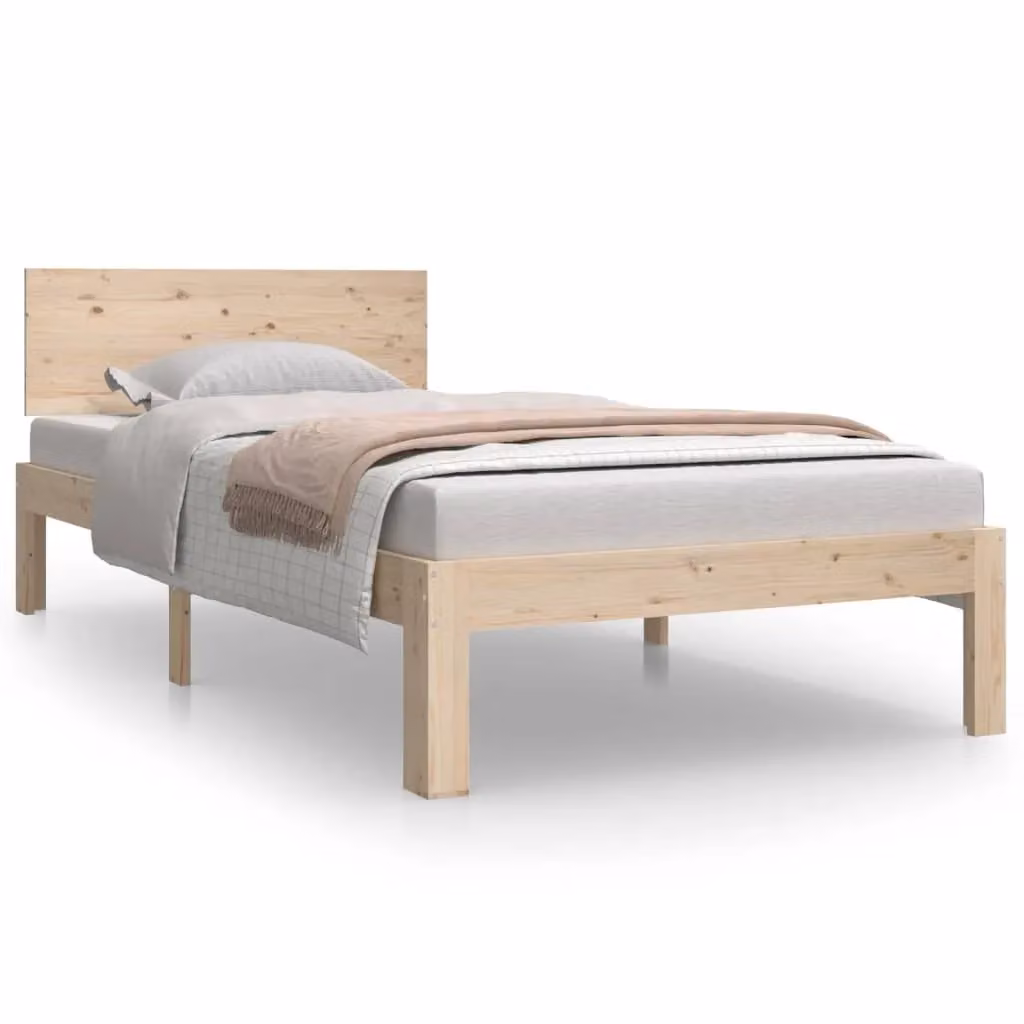 Berkfield Home Single Solid Wood Pine Bed Frame, Brown, W: 90 cm, L: 190 cm – 2