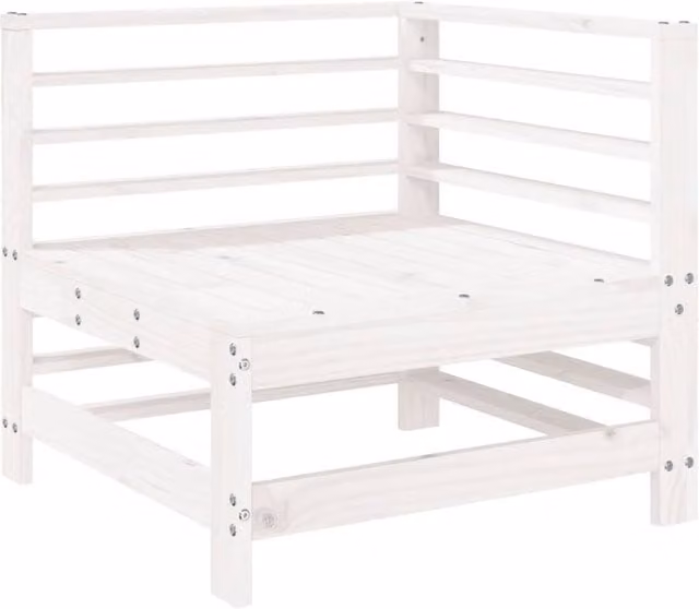 Berkfield Home L-Shape Garden Corner Sofa in White Solid Pine Wood